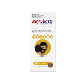 Bravecto Chewables Dog Extra Small 2-4.5kgs Yellow Updated