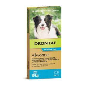 Drontal Allwormer Dog Medium 10kg 1 Tablet Short Expiry