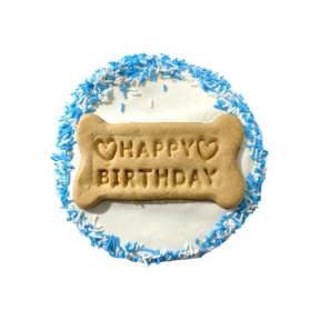 Huds & Toke Yoghurt Frosted Doggy Birthday Dog Treat Blue & White Sprinkles Short Expiry