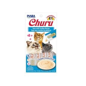 Inaba Churu Puree Tuna With Scallop Cat Treats 4 Pack Short Expiry