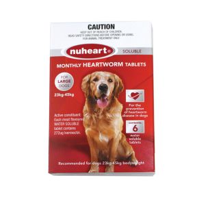 Nuheart Heartworm Tablet Dog Large 23-45kg Red 6 Pack Short Expiry