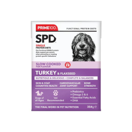 Prime100 SPD Turkey & Flaxseed 12 x 354g front