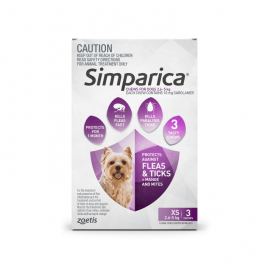 Simparica Extra Small Dog 2.6-5kg Purple 3 Pack