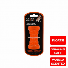 Scream Xtreme Dog Toy Treat Bone Loud Orange