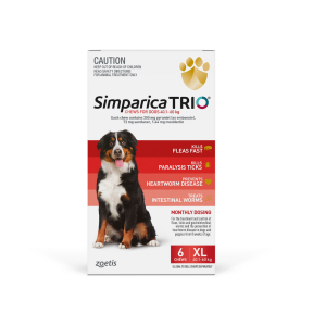 Simparica Trio Extra Large Dogs 40.1-60kg Red 6 Pack 