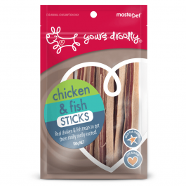 Yours Droolly  Chicken & Fish Sticks Dog Treats 100g