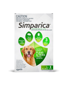 Simparica Dog Large 20.1-40kg Green 3 Pack Expiry Date 08/24