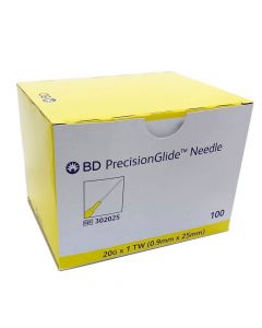 BD PrecisionGlide Needle 20G X 1" Yellow 100's [302025]