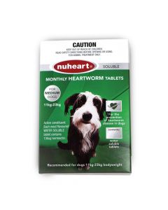 Nuheart Heartworm Tablet Dog Medium 11-23kg Green