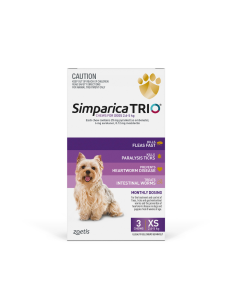 Simparica Trio Dog Extra Small 2.6 - 5kg Purple 3 Chews