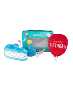 ZippyPaws Birthday Gift Box Blue Dog Toy