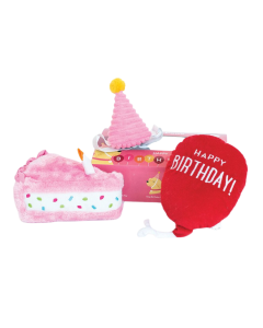 ZippyPaws Birthday Gift Box Pink Dog Toy