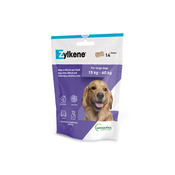 Zylkene Anxiety Behaviour Dog Large 15 60kg Chews 450mg 14 Pack VetProductsDirect