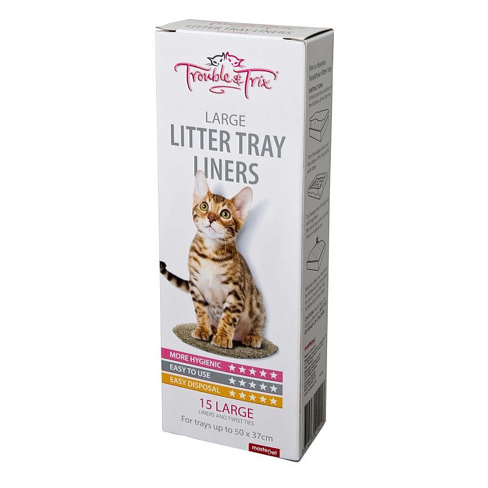 Trouble And Trix Cat Litter Tray Liners Large 15 Pack VetProductsDirect